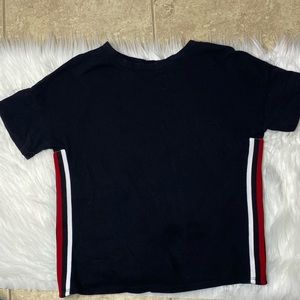 Black Shirt with Red, Black, and White stripes